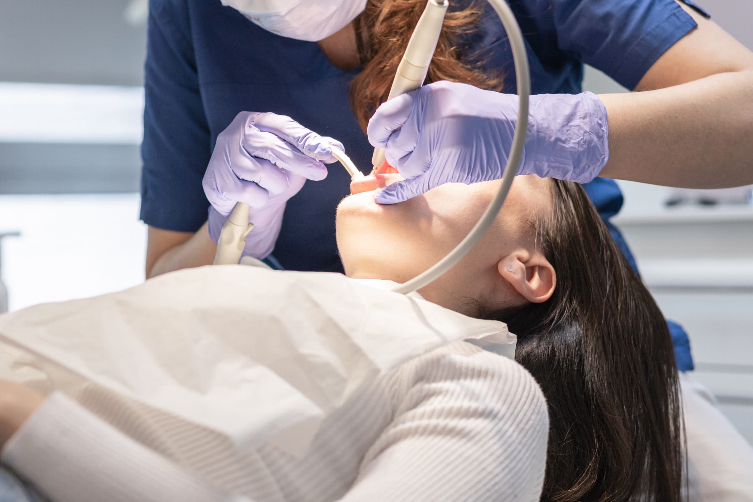 Professional dental cleaning procedure