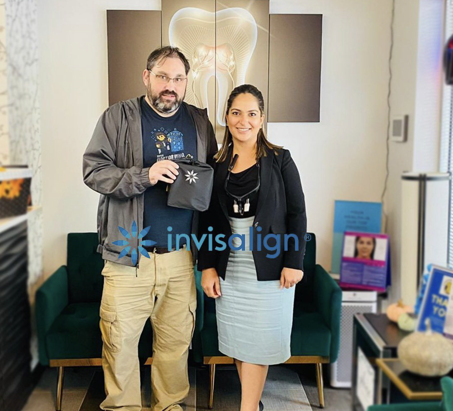 Happy patient with Invisalign starter kit