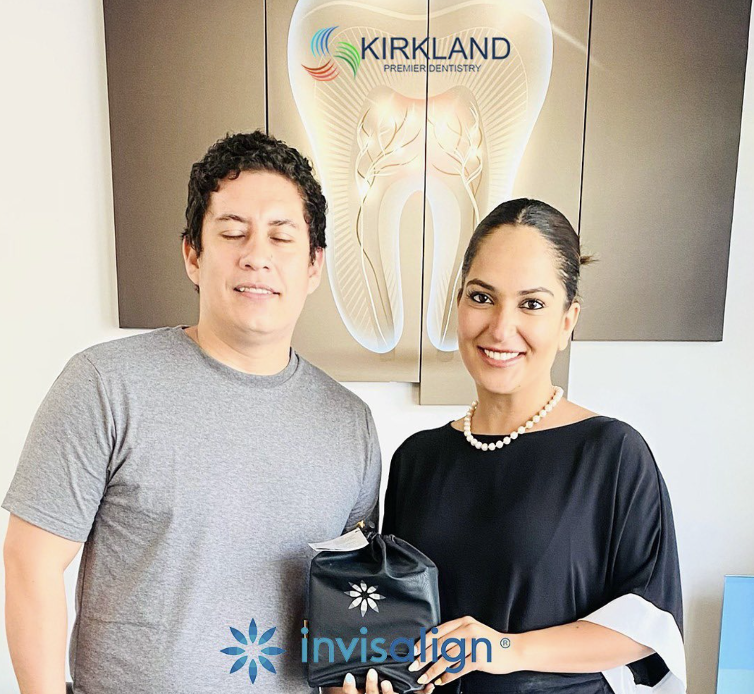 Patient kicking off Invisalign treatment at Kirkland Premier Dentistry